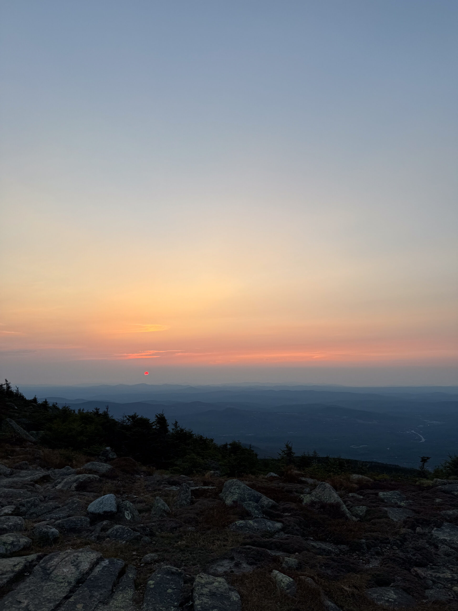 Sunset during the descent from Mount Lafayette on the Pemi Loop