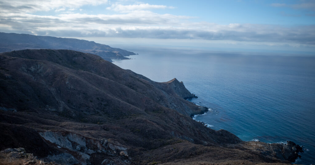Catalina Island coastline seen during the climb above Little Harbor