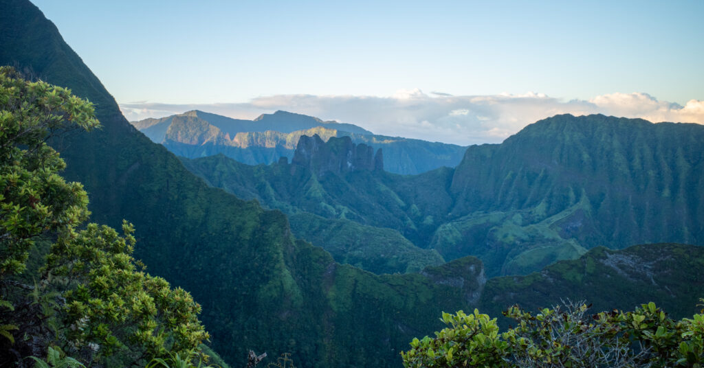 Mountain view beside the trail above Fare Mato