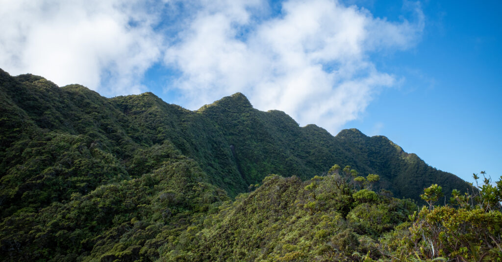 Mountain scenery during the climb above Fare Mato