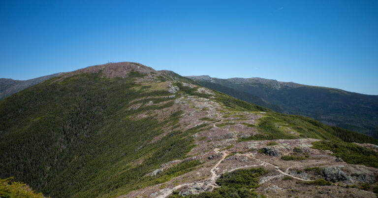 Mount Franklin and distant Mount Washington from the final ascent of Mount Eisenhower