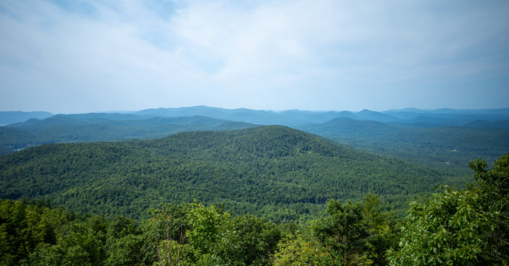 Layered forested Adirondack ridges from the summit of Cat Mountain